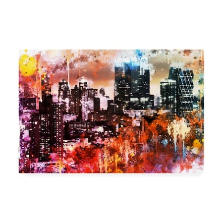 Philippe Hugonnard 'NYC Watercolor Collection - Black Skyscrapers' Canvas Art,12x19